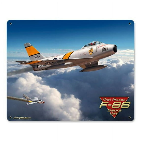 Larry Grossman LG691 15 x 12 in. F-86 Saber Jet Satin Metal Sign