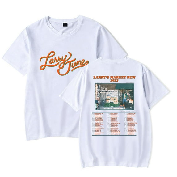 Larry June Larry's Market Run 2025 T-shirt Women's Men's Fashion Short Sleeve Harajuku Round Neck Top