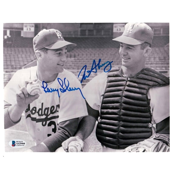 Larry & Norm Sherry Dual Signed Autographed 8X10 Photo Los Angeles Dodgers BAS