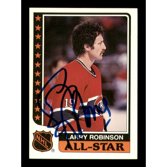 Larry Robinson Autographed 1986-87 Topps Stickers Card #12 Montreal Canadiens SKU #251597