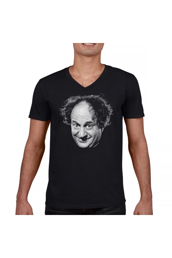 Larry The Three Stooges V-Neck T-shirt American Legends Moe Howard Curly Shemp 3 Wise Guys Retro Classic Trio Tee