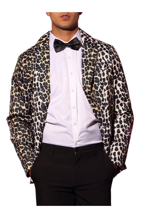 Animal Printed Blazer for Men's Slim Fit One Button Sports Coats XL Khaki