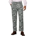 thumbnail image 1 of INSPIRE CHIC Men's Pants Leopard Animal Print Regular Fit Vintage Flat Front Pants 28 Black White, 1 of 5