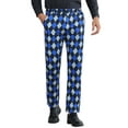 thumbnail image 1 of INSPIRE CHIC Men's Pants Diamond Plaid Flat Front Straight Leg Trousers 30 Blue Black, 1 of 6