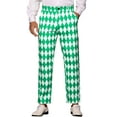 thumbnail image 1 of INSPIRE CHIC Argyle Printed Pants for Men's Regular Fit Flat Front Dress Trousers 28 Green White, 1 of 6