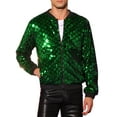 thumbnail image 1 of INSPIRE CHIC Men's Jacket Argyle Sequin Baseball Jacket Party Club Shiny Jacket 2XL Green, 1 of 5