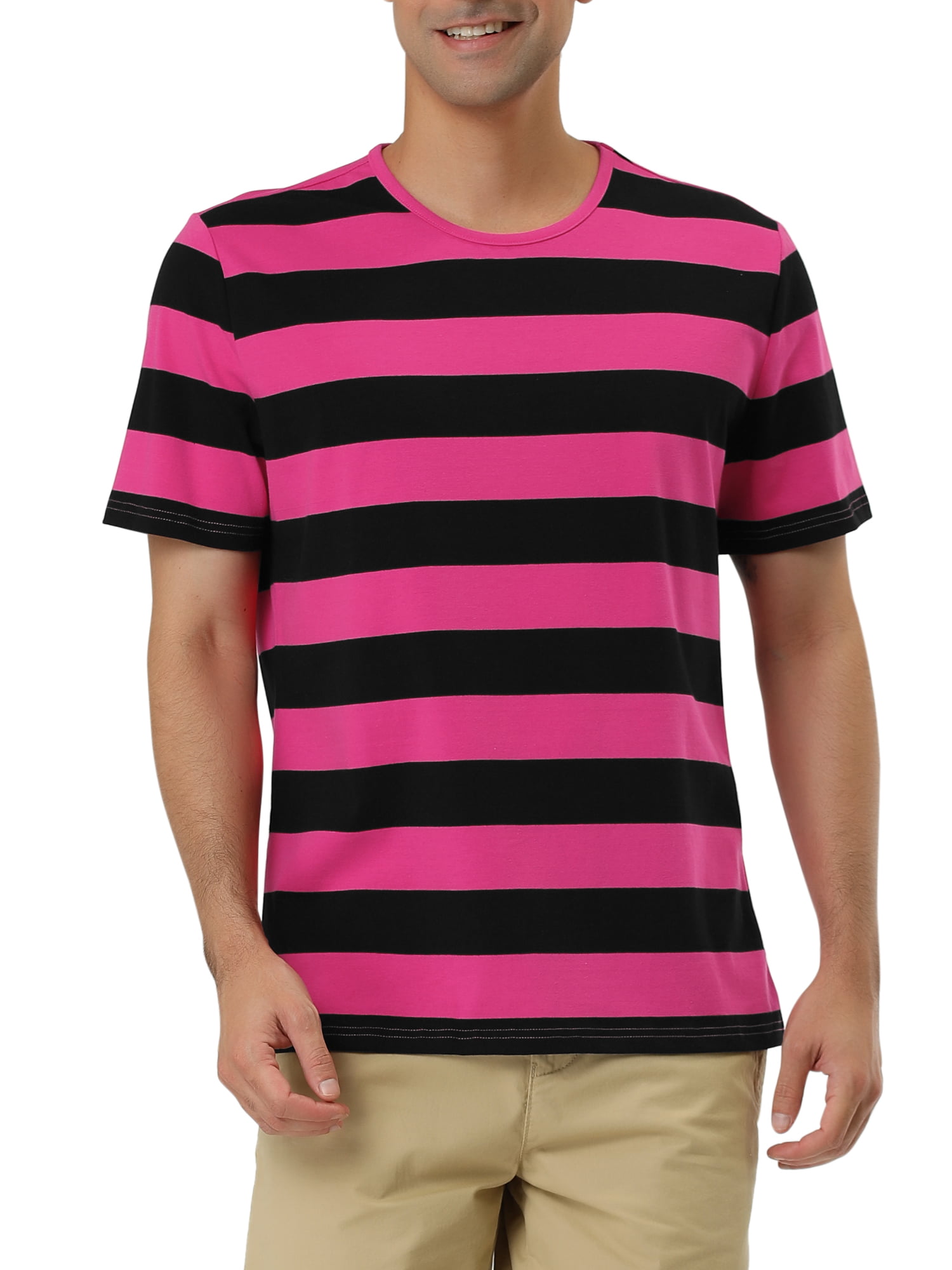 Neon Pink Striped Short Sleeve Tee
