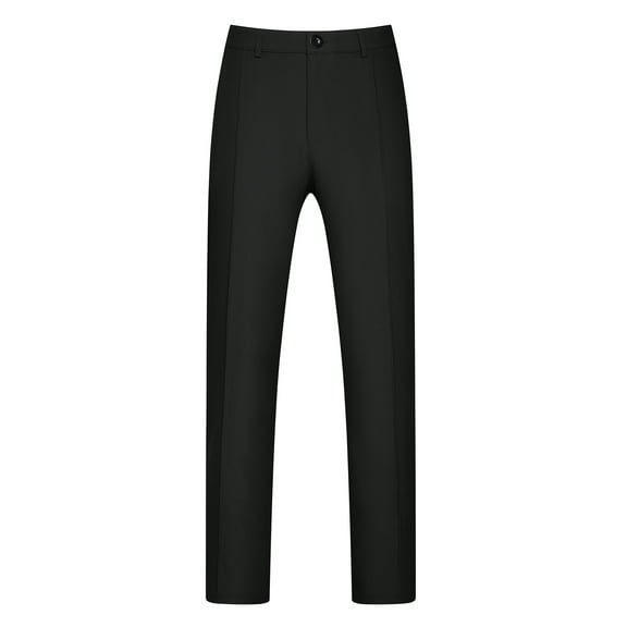 INSPIRE CHIC Business Dress Pants for Men's Big and Tall Flat Front Work Trousers 2XL Bright Black