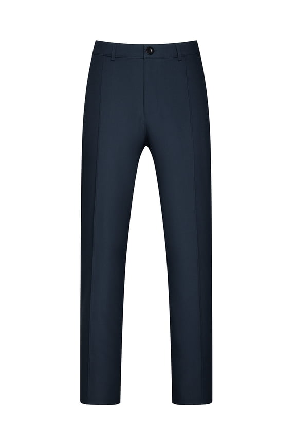 Business Dress Pants for Men's Big and Tall Flat Front Work Trousers L Dark Blue