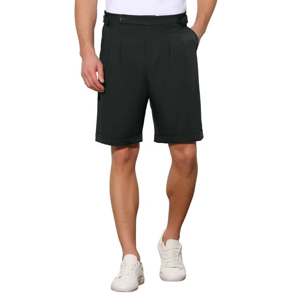 INSPIRE CHIC Business Shorts for Men's Pleated Front Summer Dress Chino Shorts 36 Black