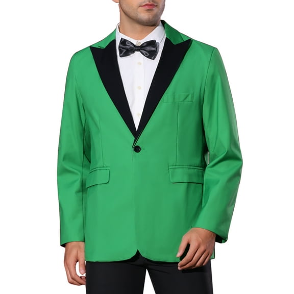 INSPIRE CHIC Business Sports Coats for Men's Peak Lapel Classic Single Breasted Suit Jackets M Green