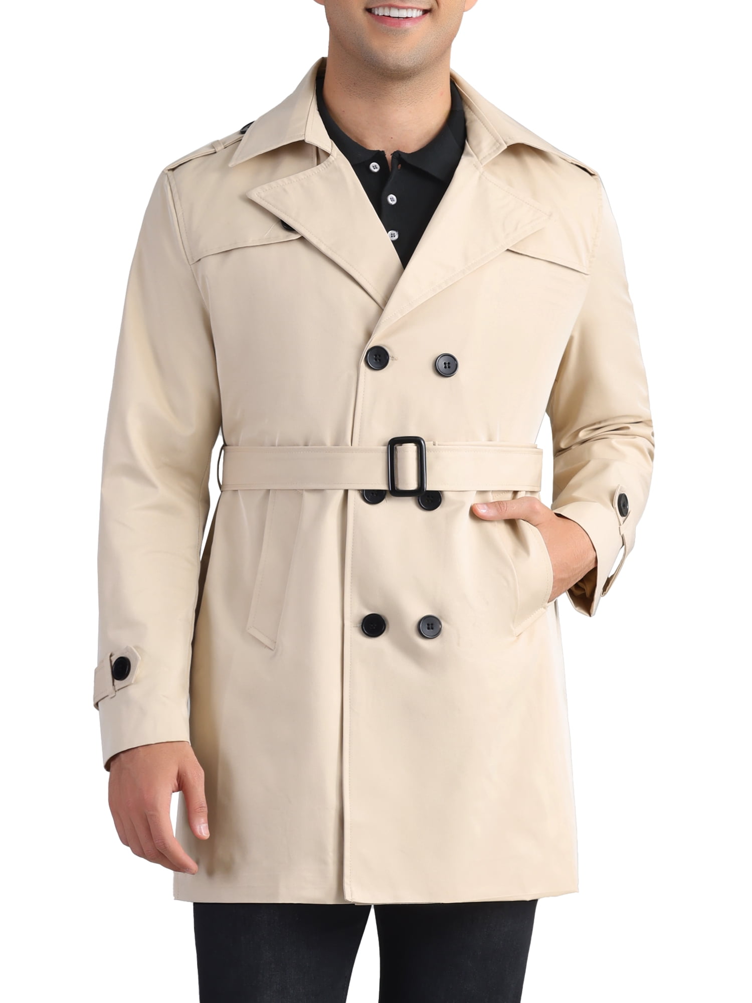 INSPIRE CHIC Business Trench Coat for Men's Double Breasted