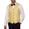 thumbnail image 1 of INSPIRE CHIC Business Vest for Men's Slim Fit V Neck Sleeveless Striped Prints Waistcoat S Yellow, 1 of 5