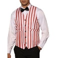 thumbnail image 1 of INSPIRE CHIC Business Vest for Men's Slim Fit V Neck Sleeveless Striped Prints Waistcoat S Light Red, 1 of 5