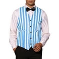 thumbnail image 1 of INSPIRE CHIC Business Vest for Men's Slim Fit V Neck Sleeveless Striped Prints Waistcoat M Blue, 1 of 5