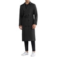 thumbnail image 1 of INSPIRE CHIC Classic Trench Coat for Men's Double Breasted Long Winter Overcoat with Belt, 1 of 5