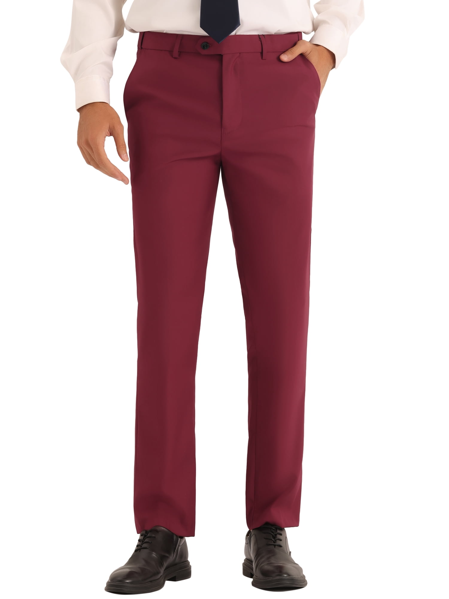 INSPIRE CHIC Dress Pants for Men's Classic Fit Solid Stretch Flat Front Work Business Trousers 34 Burgundy - Walmart Business Supplies INSPIRE CHIC Dress Pants for Men's Classic Fit Solid Stretch Flat Front Work Business Trousers 34 Burgundy - Walmart Business Supplies