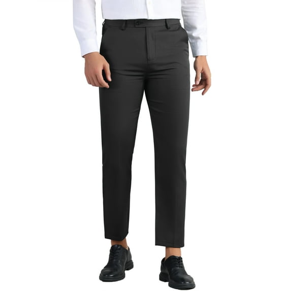 INSPIRE CHIC Dress Pants for Men's Flat Front Expandable Waist Work Business Trousers 28 Black