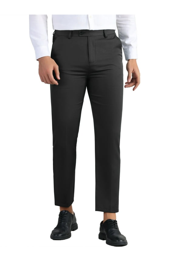 Dress Pants for Men's Flat Front Expandable Waist Work Business Trousers 28 Black