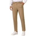 thumbnail image 1 of INSPIRE CHIC Dress Pants for Men's Pleated Front Tapered Leg Business Chino Trousers 32 Brown, 1 of 6