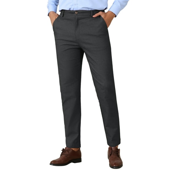 INSPIRE CHIC Dress Pants for Men's Slim Fit Tapered Flat Front Business Trousers