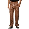 thumbnail image 1 of INSPIRE CHIC Faux Leather Pants for Men's Slim Fit Hip Hop Punk Trousers 38 Brown, 1 of 6