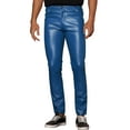 thumbnail image 1 of INSPIRE CHIC Faux Leather Pants for Men's Slim Fit Motorcycle Biker Skinny Trousers 28 Blue, 1 of 5