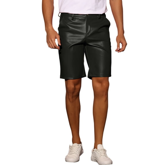 INSPIRE CHIC Faux Leather Shorts for Men's Hip Hop Motorcycle Biker Party Disco Shorts 30 Black