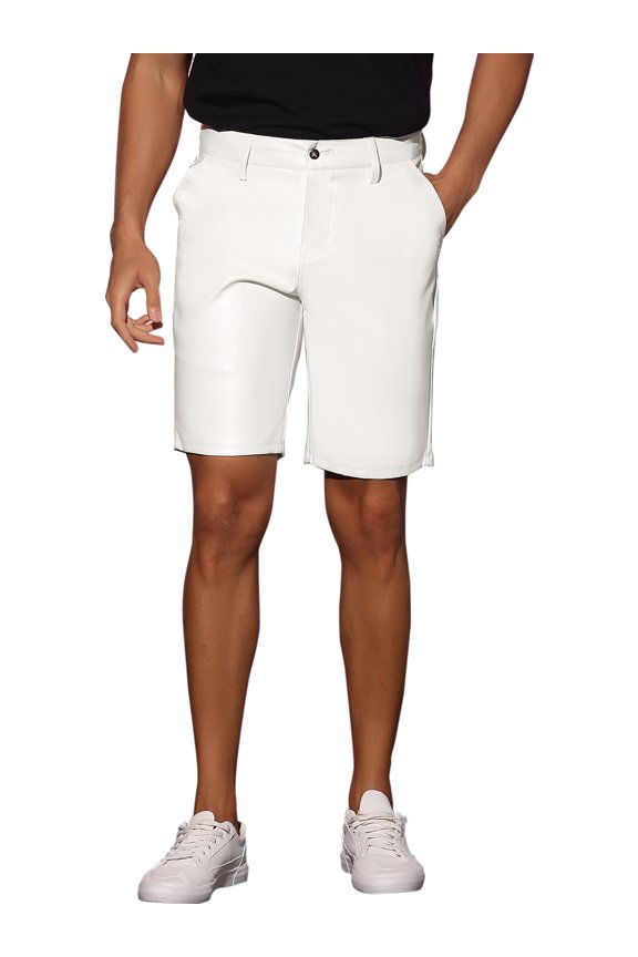 Easter Style Faux Leather Shorts for Men's Hip Hop Motorcycle Biker Party Disco Shorts 36 White