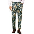 thumbnail image 1 of INSPIRE CHIC  Men's Floral Dressy Pants Flat Front Party Prom Flower Printed Slacks 30 Blue White, 1 of 5