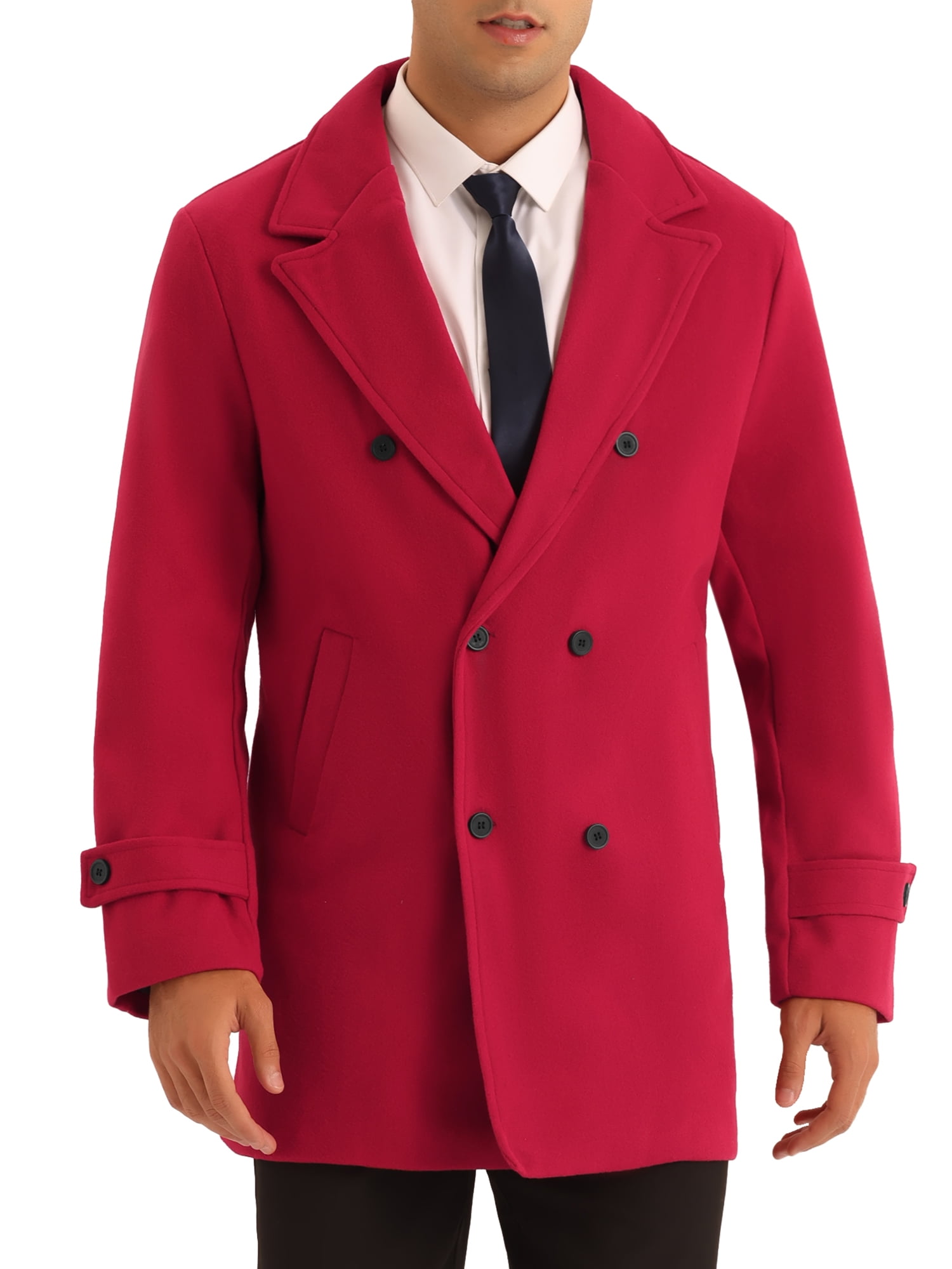 Lars Amadeus Formal Overcoat for Men's Notched Lapel Solid Color Single