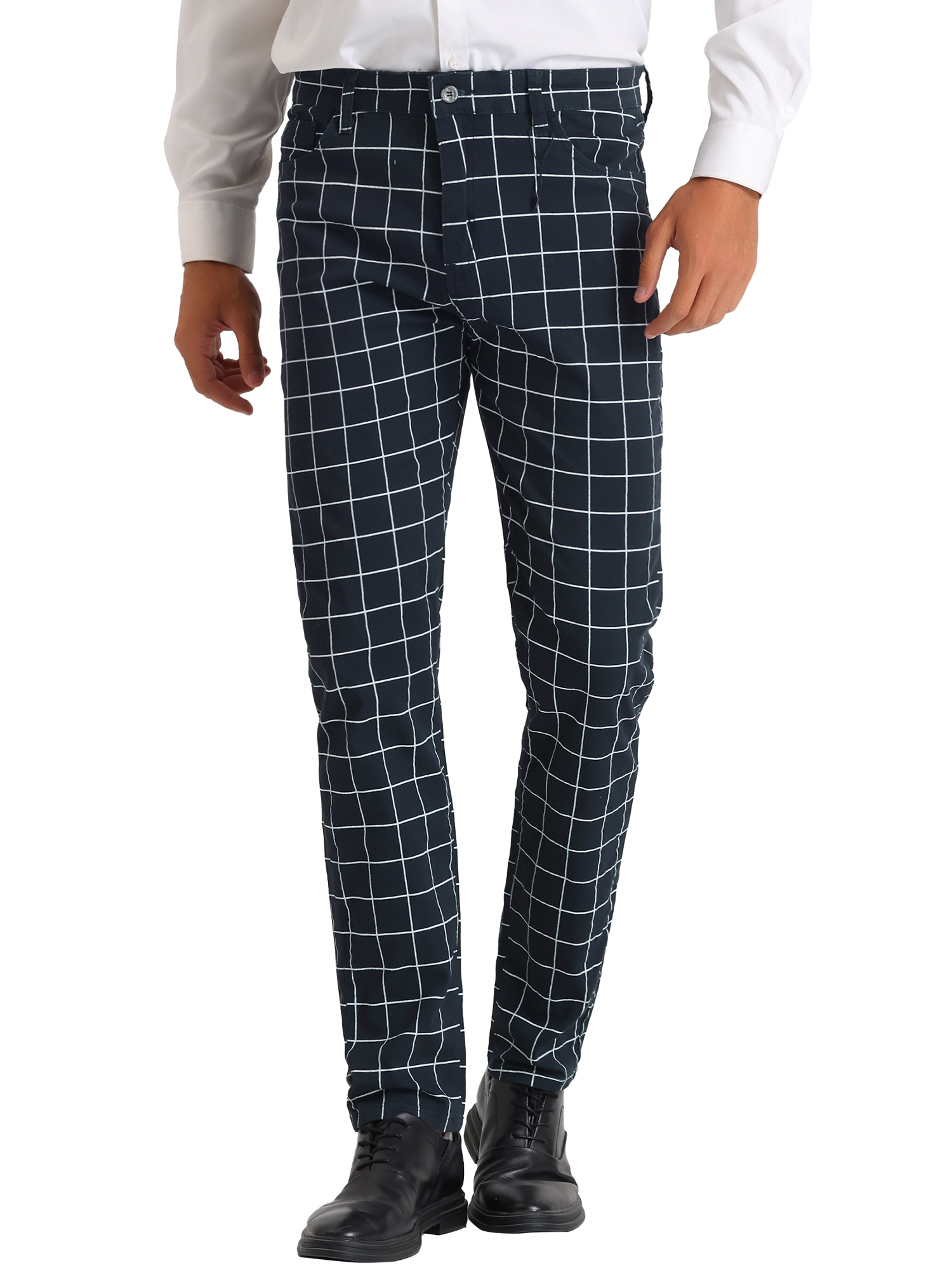 Mens Leisure Trousers Wedding Workwear Breathable Business Checked Formal  Pants | eBay