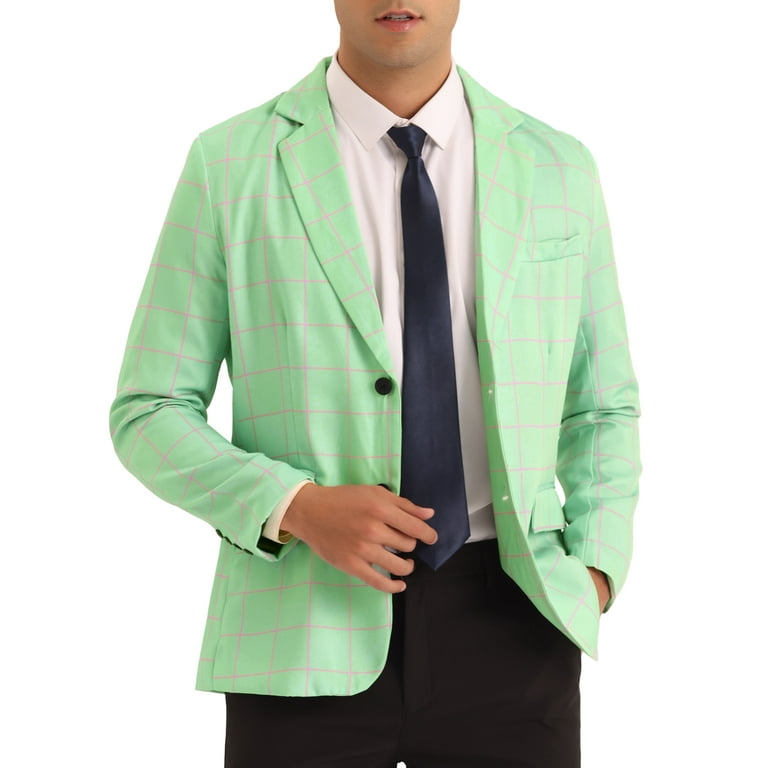 INSPIRE CHIC Formal Plaid Sports Coat for Men's Notch Lapel Prom