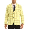 thumbnail image 1 of INSPIRE CHIC Formal Plaid Sports Coat for Men's Notch Lapel Prom Checked Pattern Blazer, 1 of 5