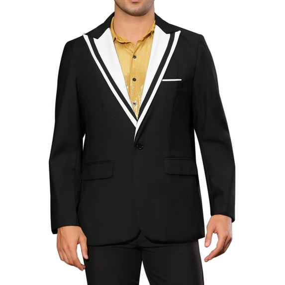 INSPIRE CHIC Formal Sport Coats for Men's Slim Fit Color Block Collar Business Blazers