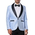 thumbnail image 1 of INSPIRE CHIC Men's Blazers Metallic Shawl Lapel Collar One Button Party Style Shiny Blazers S Blue, 1 of 5