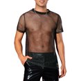 thumbnail image 1 of INSPIRE CHIC Glitter Mesh Sheer T Shirt for Men's Round Neck Short Sleeve See Through Party Tee Tops, 1 of 5