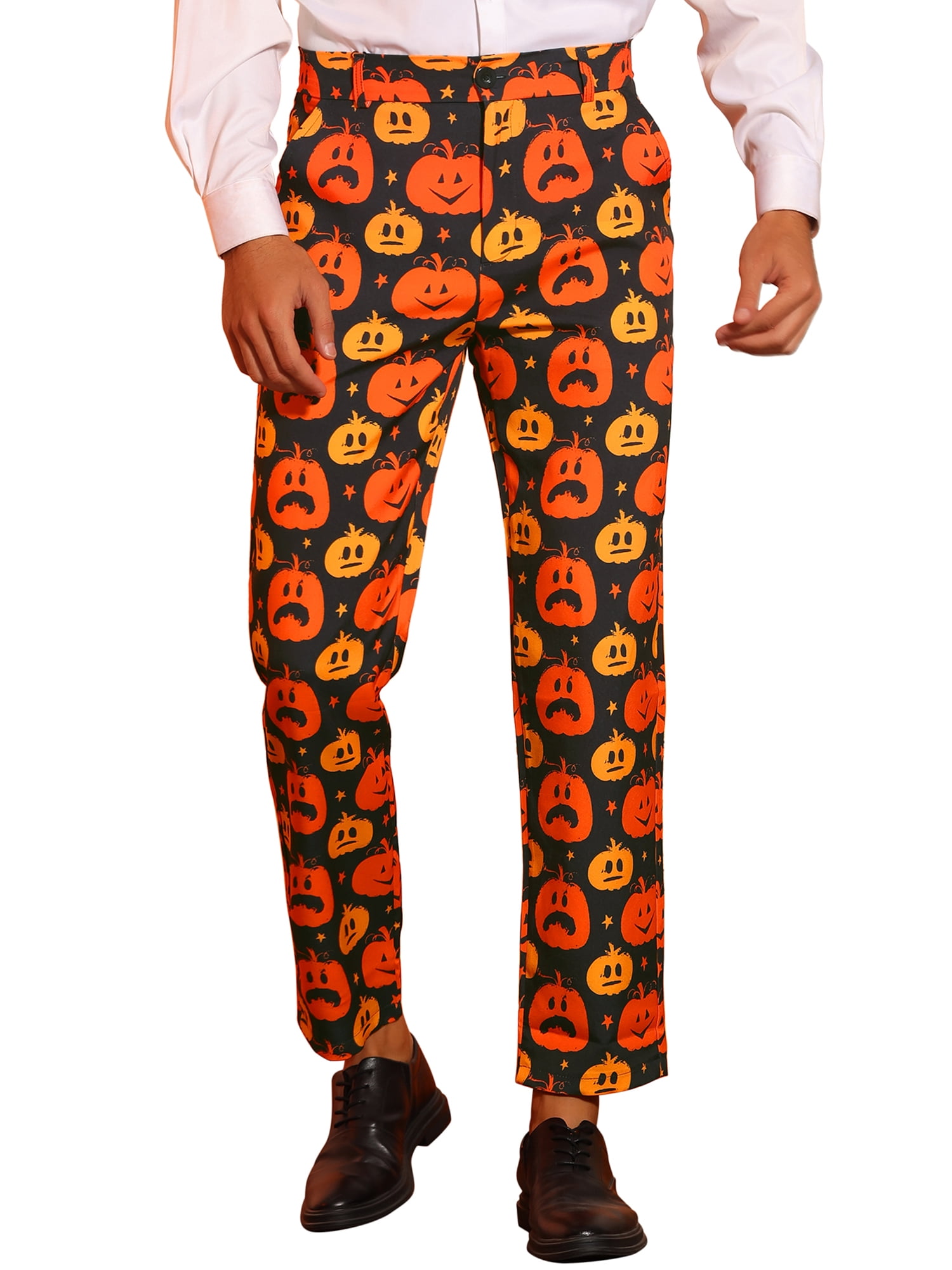 Lars Amadeus Halloween Pants for Men's Cosplay Costume Pumpkin Printed