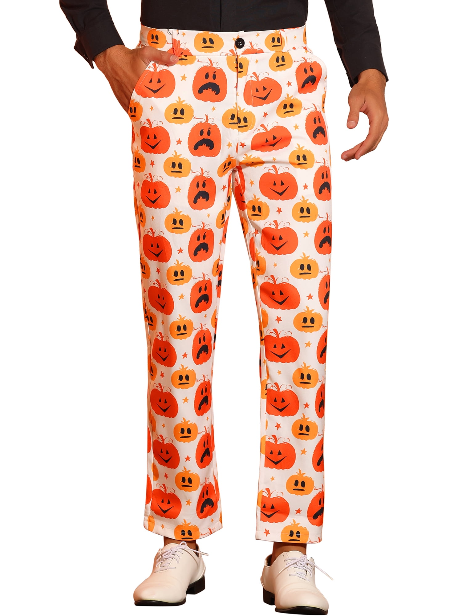 Lars Amadeus Halloween Pants for Men's Cosplay Costume Pumpkin Printed