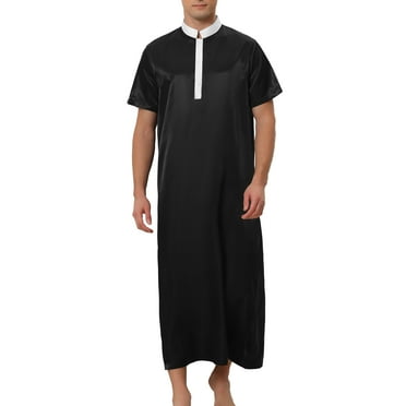 Men's Cotton Nightshirt - Short Sleeve Hospital Style Sleep Shirt For Big & Tall Sizes