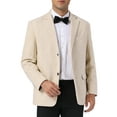 thumbnail image 1 of INSPIRE CHIC Houndstooth Blazer for Men's Classic Fit Business Two Button Plaid Sports Coat S Beige, 1 of 5