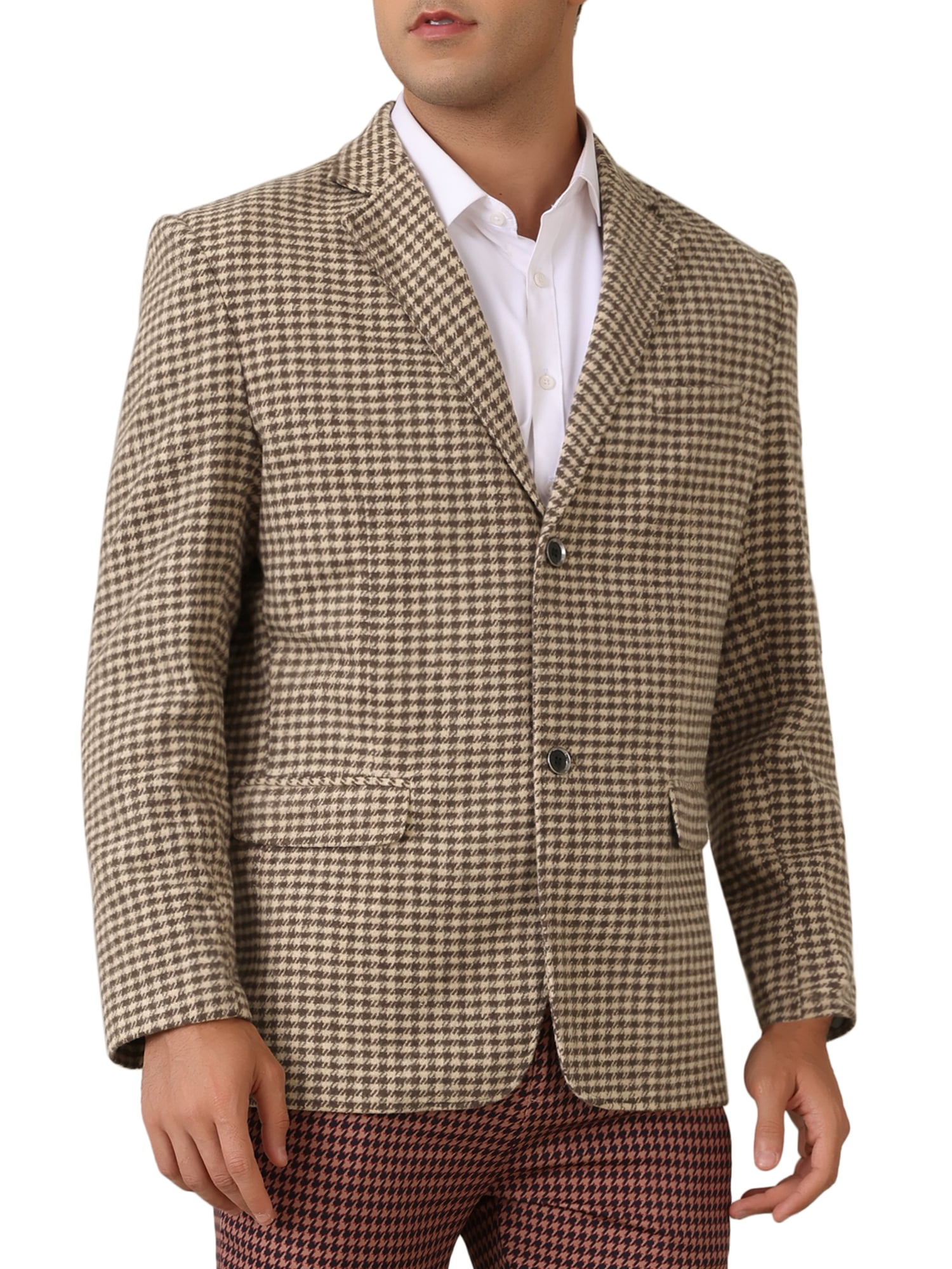 INSPIRE CHIC Houndstooth Blazer for Men's Classic Fit Business Two ...