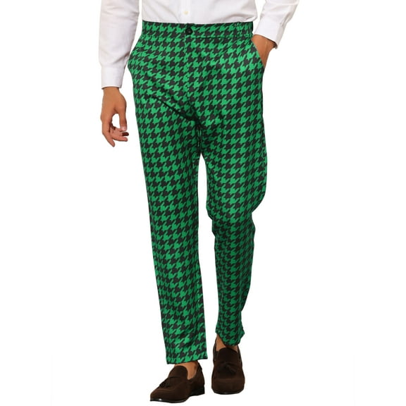 INSPIRE CHIC Houndstooth Dress Pants for Men's Big and Tall Plaid Trousers