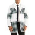 thumbnail image 1 of INSPIRE CHIC Houndstooth Overcoat for Men's Single Breasted Color Block Patchwork Long Coat White 2XL, 1 of 5