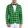 thumbnail image 1 of INSPIRE CHIC Men's Blazers Houndstooth Plaid  Contrast Color Slim Fit One Button Sports Coat 2XL Green, 1 of 6