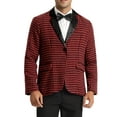thumbnail image 1 of INSPIRE CHIC Houndstooth Print Blazer for Men's Contrast Collared Sports Coat Red Black M, 1 of 4