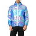 thumbnail image 1 of INSPIRE CHIC Men's Jacket Metallic Zip up Hooded Lightweight Holographic Shiny Jackets M Blue Purple, 1 of 7