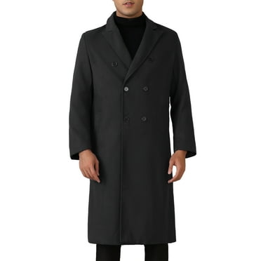 INSPIRE CHIC Long Trench Coat for Men's Classic Notched Lapel Double Breasted Overcoats