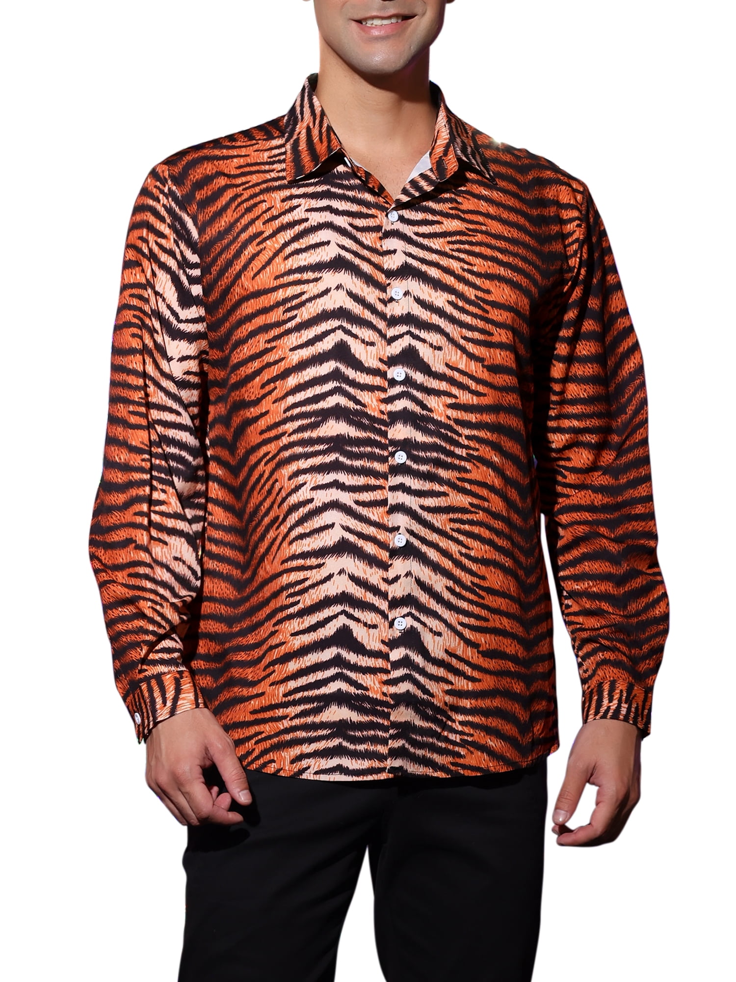 Lars Amadeus Men's Animal Print Shirt Long Sleeves Party Vintage Shirts