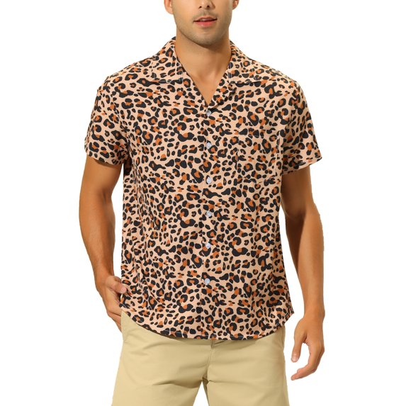 INSPIRE CHIC Men's Animal Print Short Sleeves Casual Summer Printed Shirts